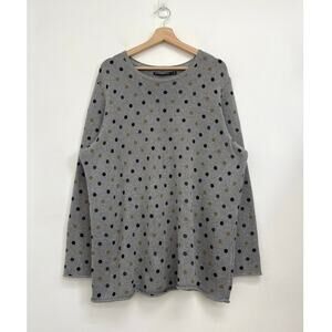 Gudrun Sjoden Polka Dot Multicolor Crew Neck Cotton Artsy Lagenlook Sweater XL